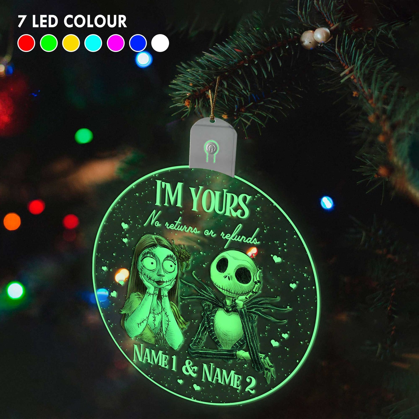 We're Simply Meant To Be - Personalized Christmas Nightmare Round Led Acrylic Ornament