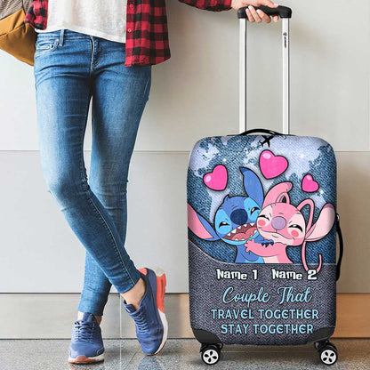 Couple That Travel Together - Personalized Ohana Luggage Cover