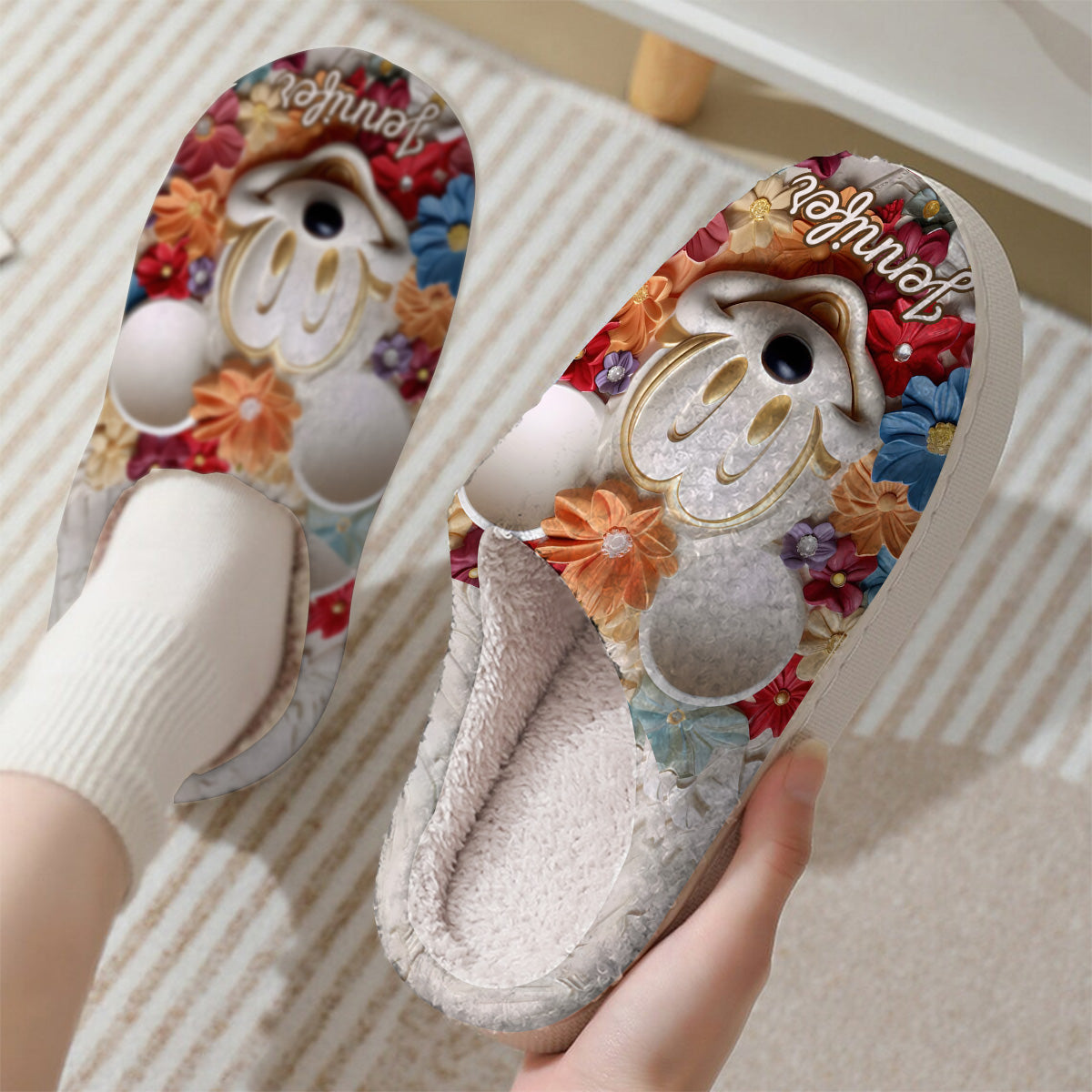 Magical Flowers - Personalized Mouse Slippers