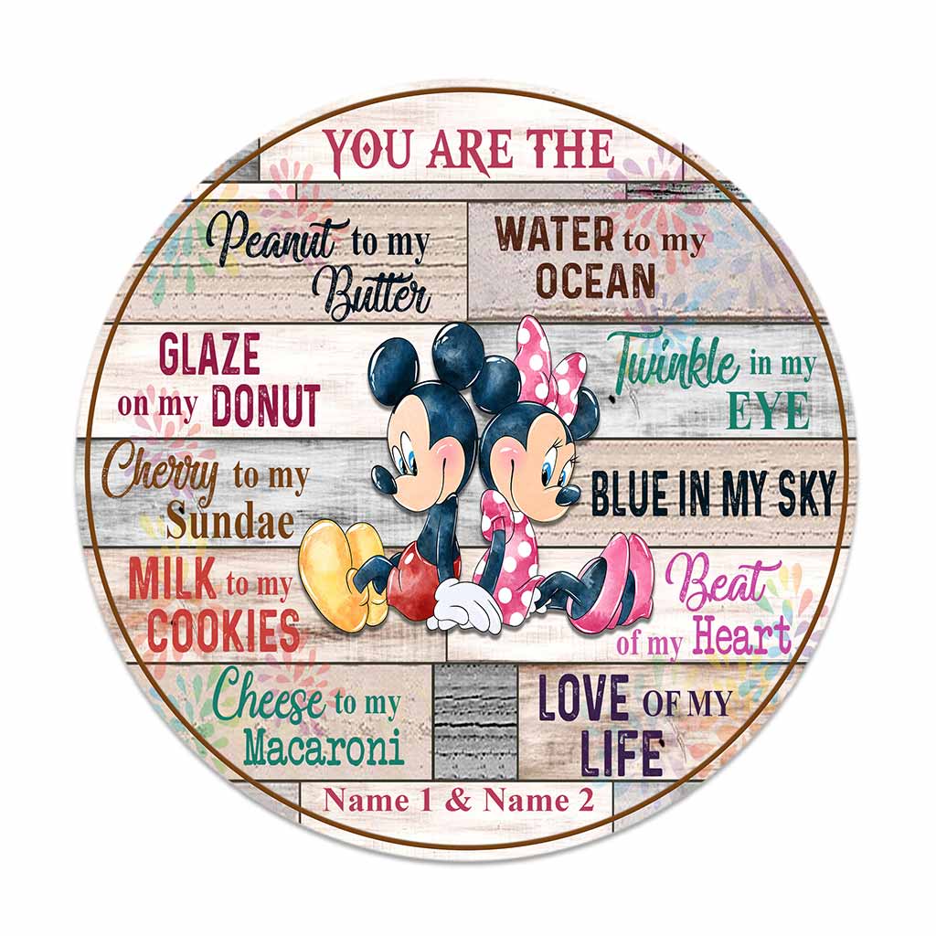 You Are The Love Of My Life - Personalized Couple Mouse Round Wood Sign