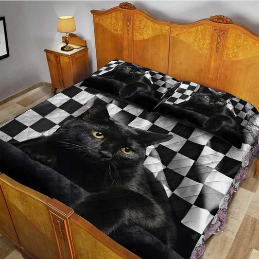 Love Cats And Racing Quilt Bed Set