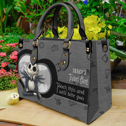 Touch This And I Will Bite You - Personalized Travelling Leather Handbag