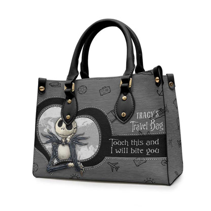 Touch This And I Will Bite You - Personalized Travelling Leather Handbag