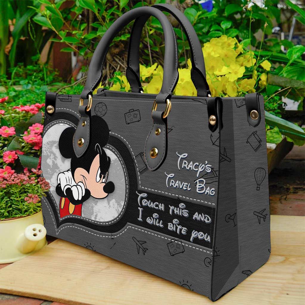 Touch This And I Will Bite You - Personalized Travelling Leather Handbag