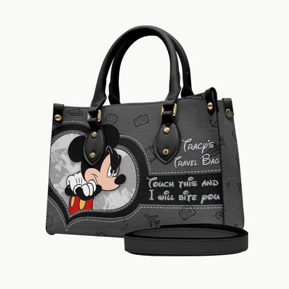 Touch This And I Will Bite You - Personalized Travelling Leather Handbag