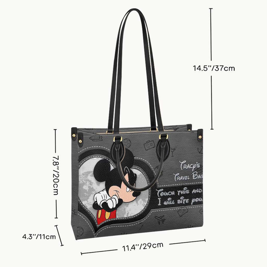 Touch This And I Will Bite You - Personalized Travelling Leather Handbag