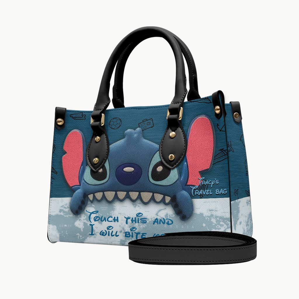 Touch This And I Will Bite You - Personalized Travelling Leather Handbag