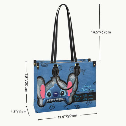 Touch This And I Will Bite You - Personalized Travelling Leather Handbag