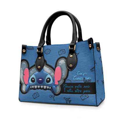 Touch This And I Will Bite You - Personalized Travelling Leather Handbag