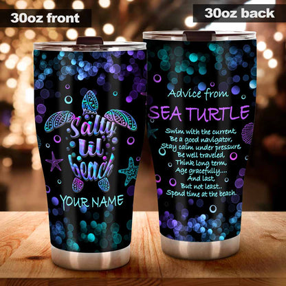 Salty Lil' Beach - Turtle Personalized Tumbler