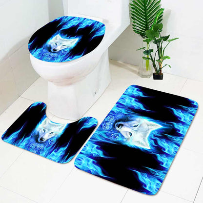 Blue Roses - Wolf 3 Pieces Bathroom Mats Set