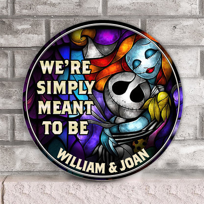 We're Simply Meant To Be - Personalized Nightmare Round Wood Sign