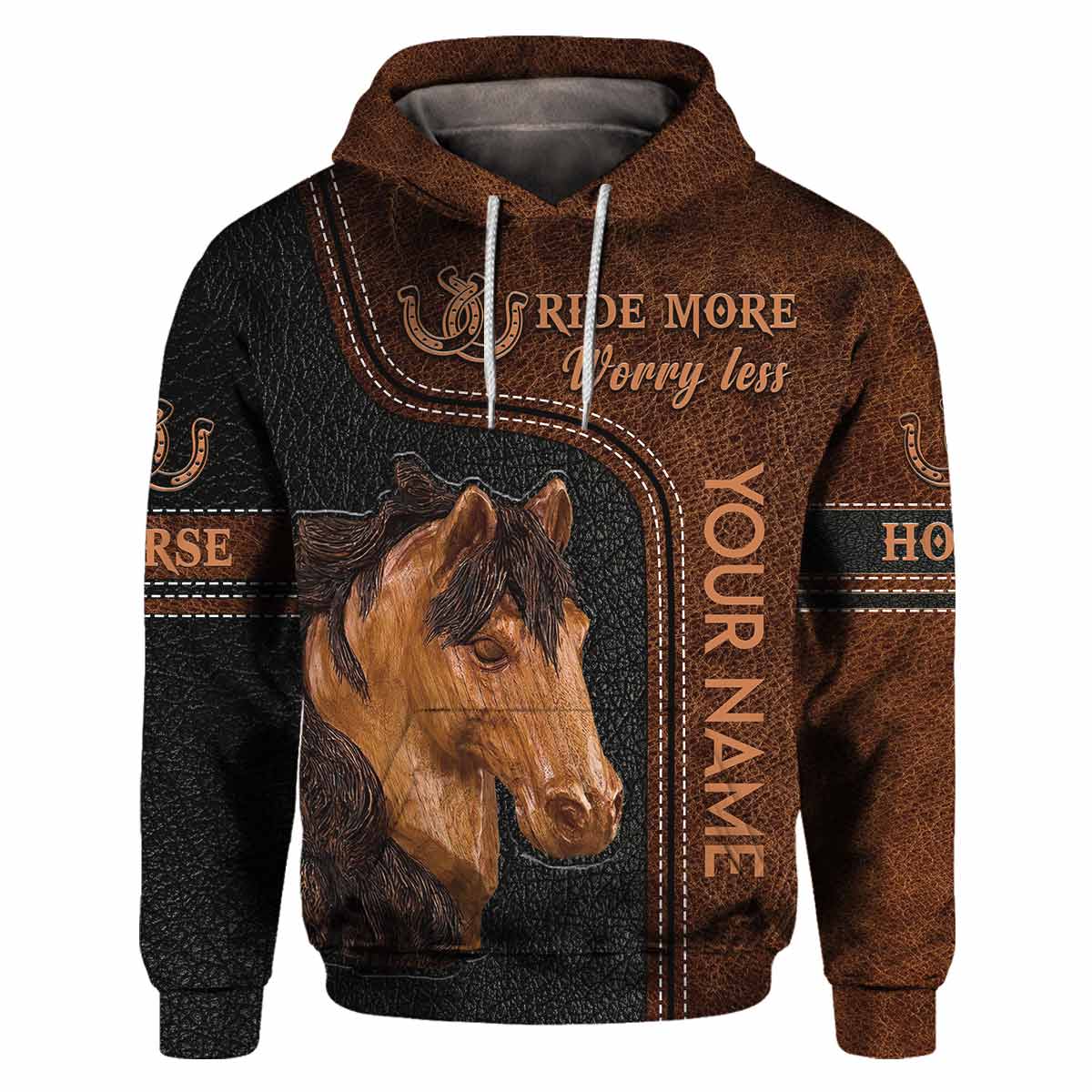 Horse Personalized Leather Pattern Print All Over T-shirt and Hoodie