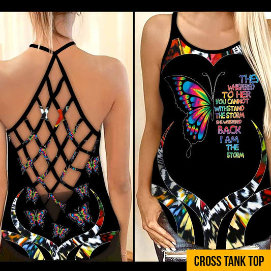 They Whispered To Her - Butterfly Cross Tank Top