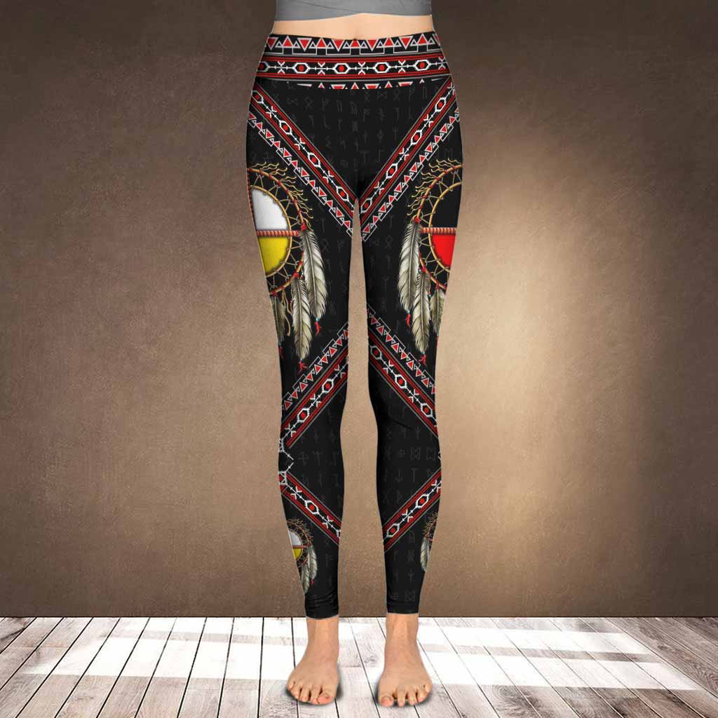 Indigenous Feather Native American - American Indian Leggings