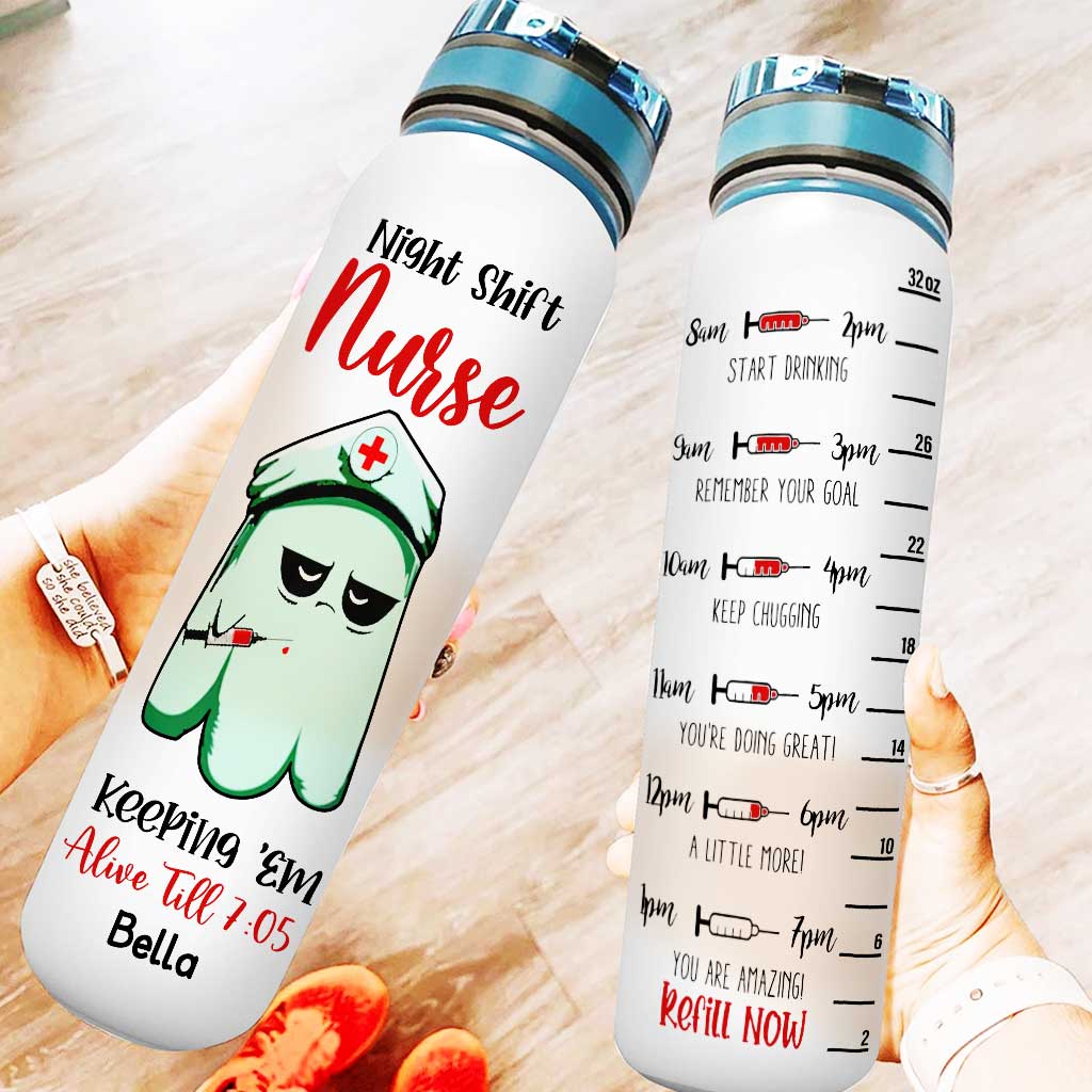 Night Shift Nurse - Personalized Water Tracker Bottle