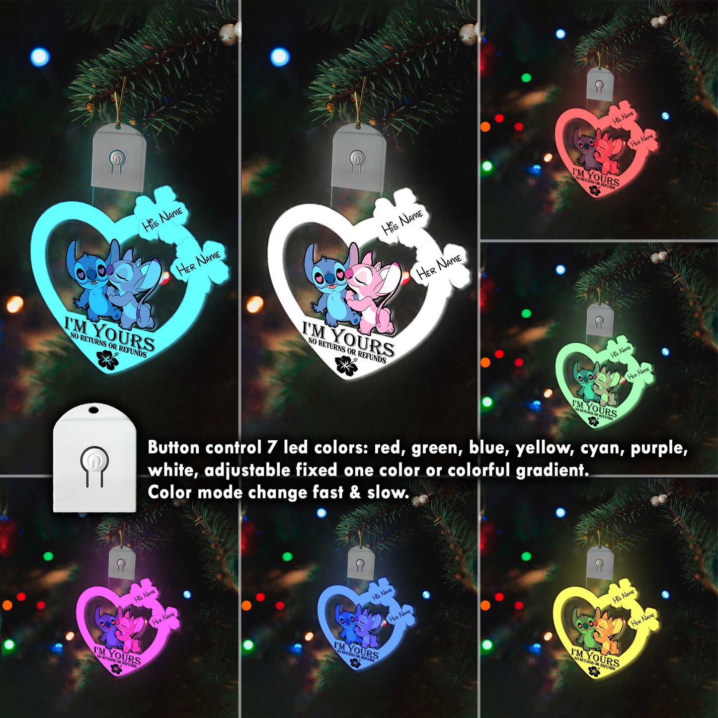 I'm Yours - Personalized Christmas Ohana Shaped Led Acrylic Ornament