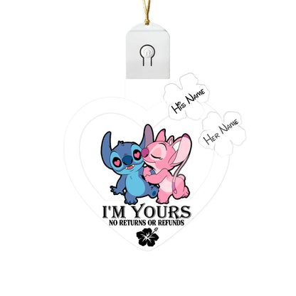 I'm Yours - Personalized Christmas Ohana Shaped Led Acrylic Ornament