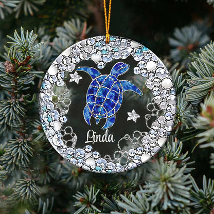 Sea Turtle Lover - Personalized Christmas Turtle Transparent Ornament With 3D Pattern Printed