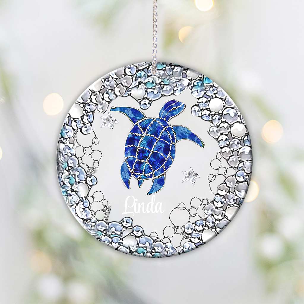 Sea Turtle Lover - Personalized Christmas Turtle Transparent Ornament With 3D Pattern Printed