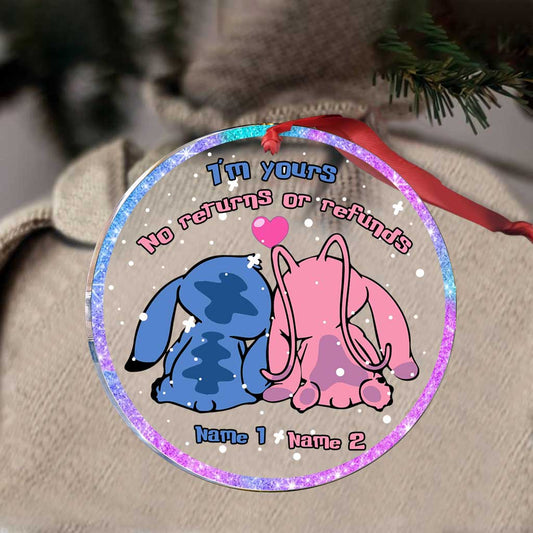 I'm Yours No Returns Or Refunds - Personalized Christmas Couple Transparent Ornament