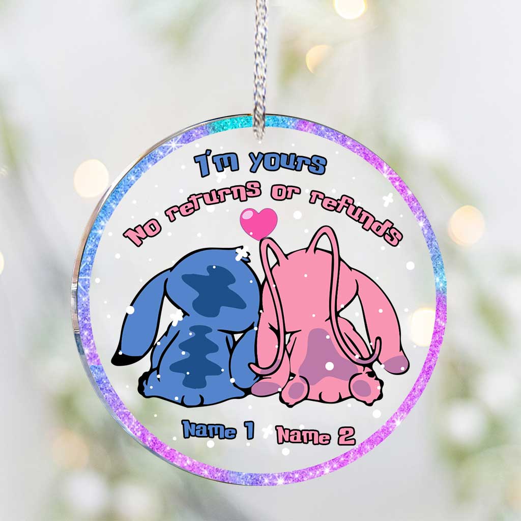 I'm Yours No Returns Or Refunds - Personalized Christmas Couple Transparent Ornament