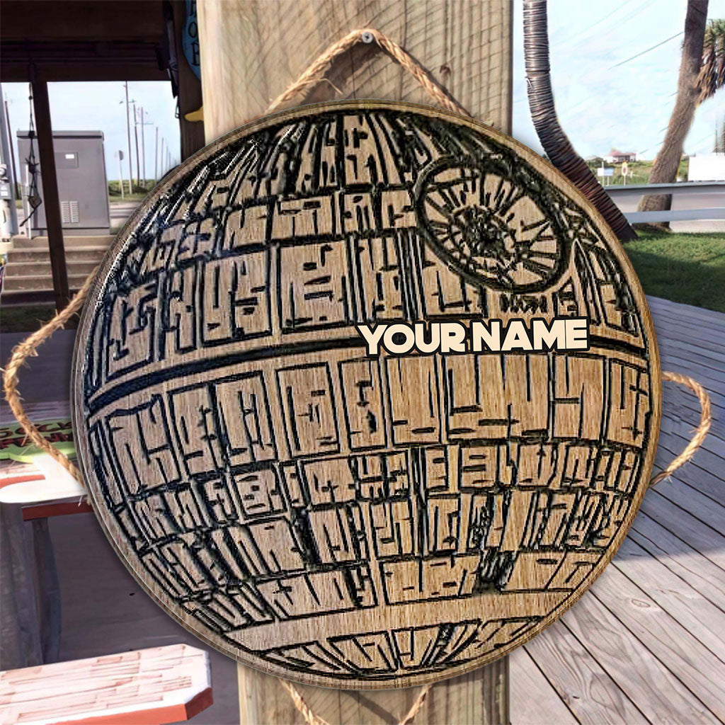 Death Star - Personalized The Force Round Wood Sign