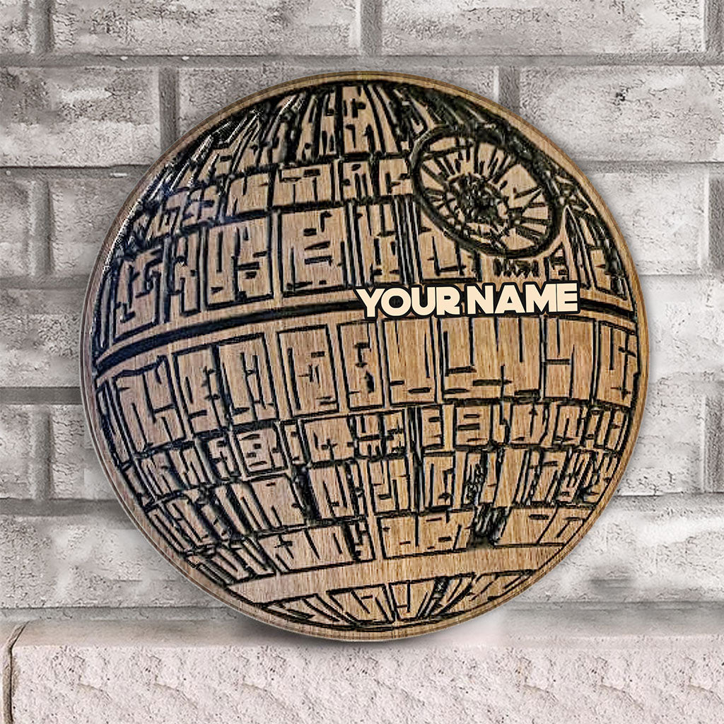 Death Star - Personalized The Force Round Wood Sign