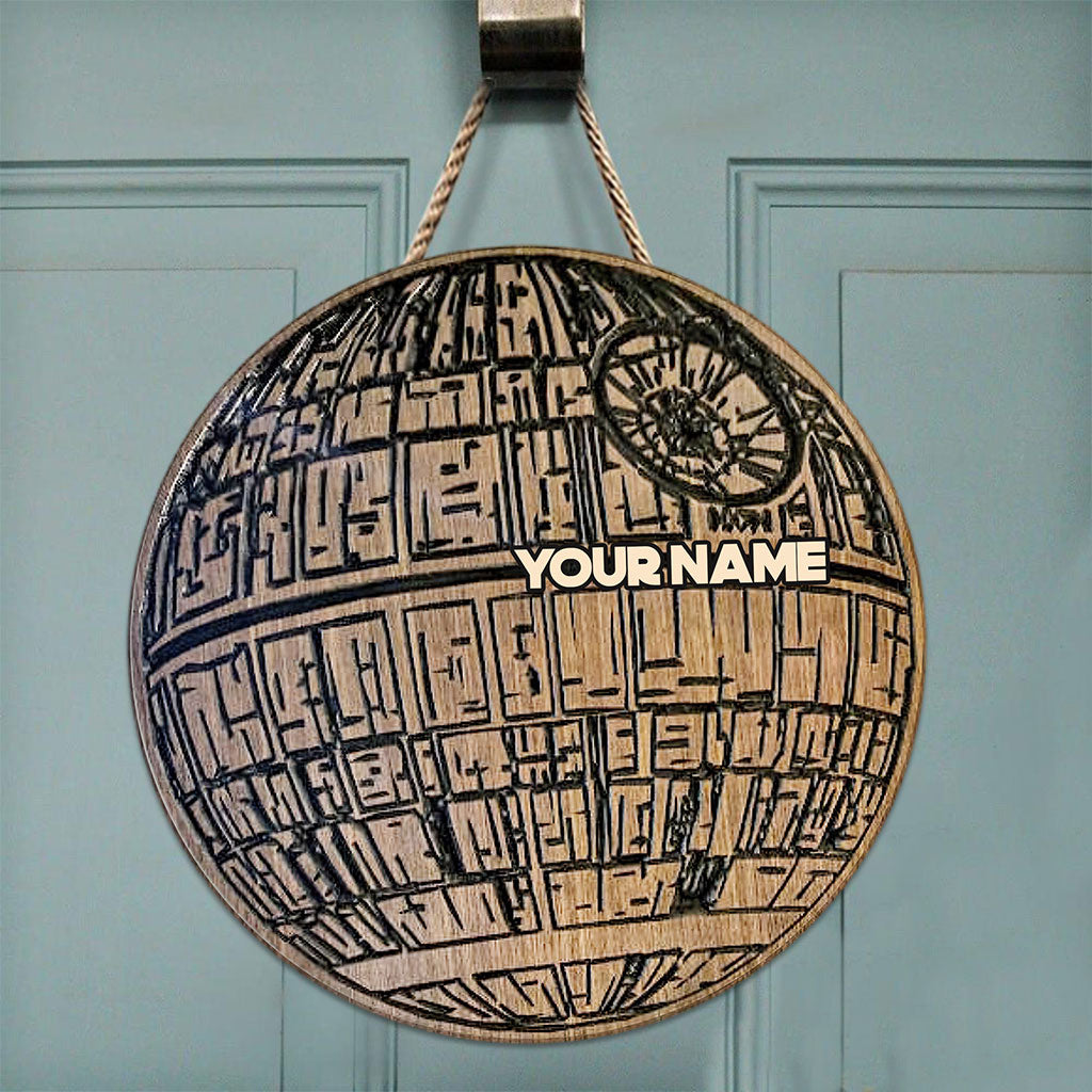 Death Star - Personalized The Force Round Wood Sign