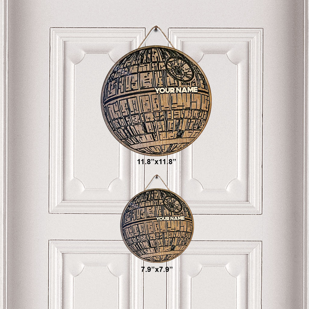 Death Star - Personalized The Force Round Wood Sign