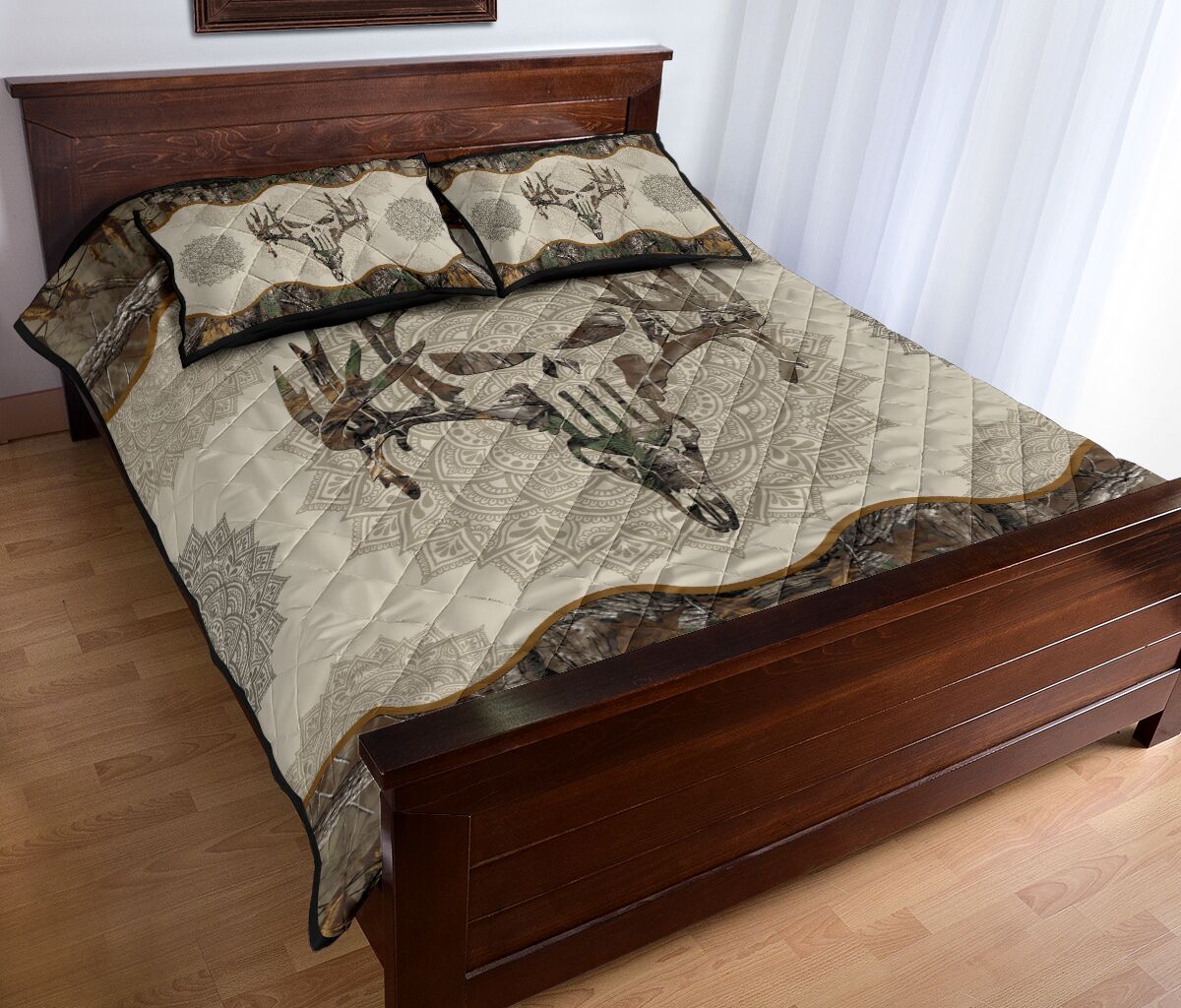 Camo Deer Skull Hunting  Quilt Set 0622