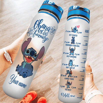 Ohana Means Family - Personalized Ohana Water Tracker Bottle 0523