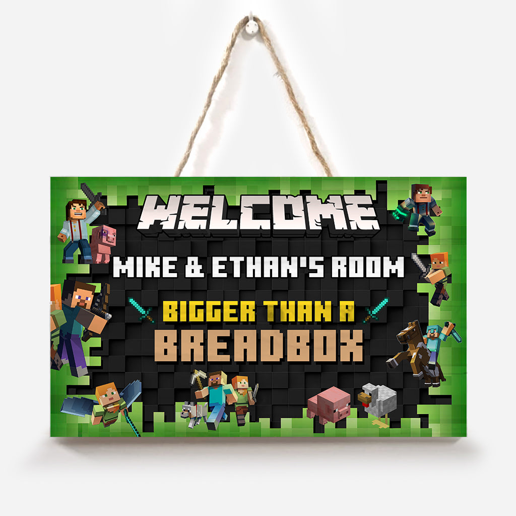 Craft Cave Bigger Than A Breadbox - Personalized Block World Rectangle Wood Sign