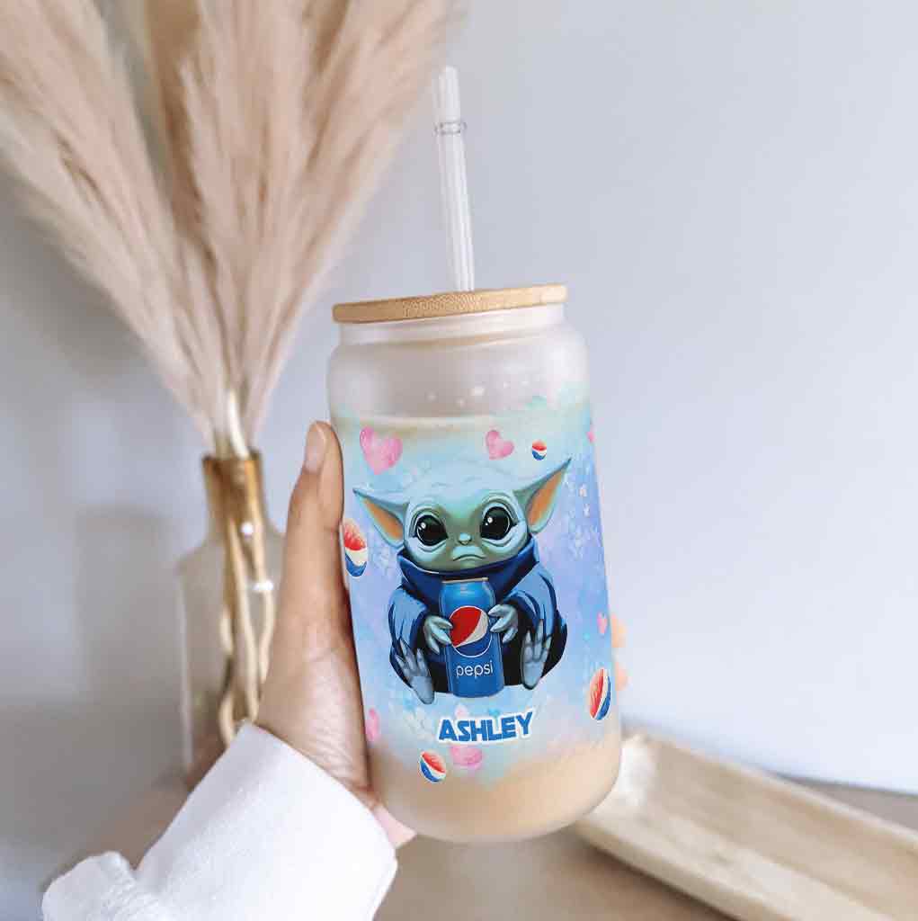 Just A Girl Who Loves - Personalized Blue Soft Drink Can Glass