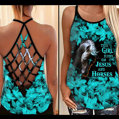 Jesus And Horses Cross Tank Top