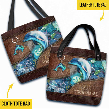 Love Dolphins Personalized  Tote Bag