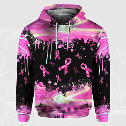 I Wear Pink For Someone I Love Paint Splash - Breast Cancer Awareness Personalized  All Over T-shirt and Hoodie