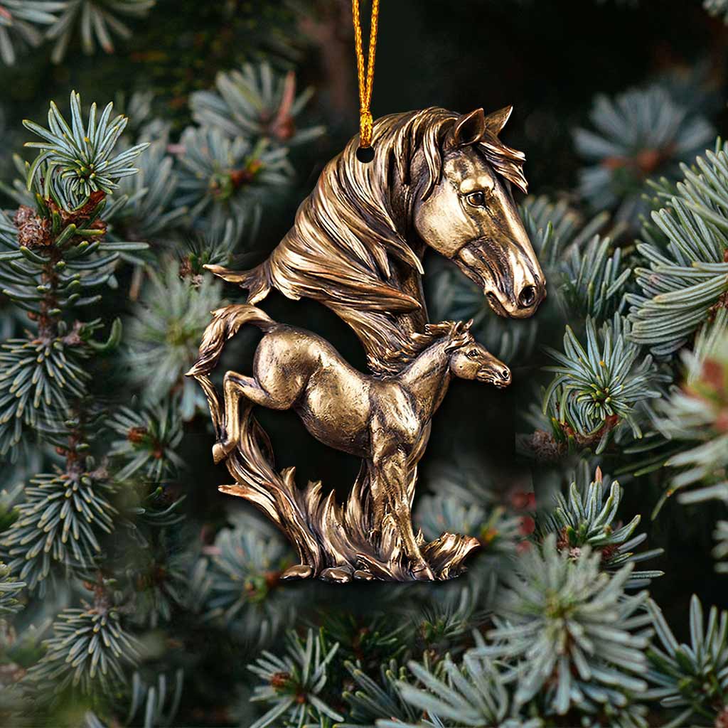 Mom And Baby Horse - 3D Pattern Print Christmas Horse Ornament (Printed On Both Sides)