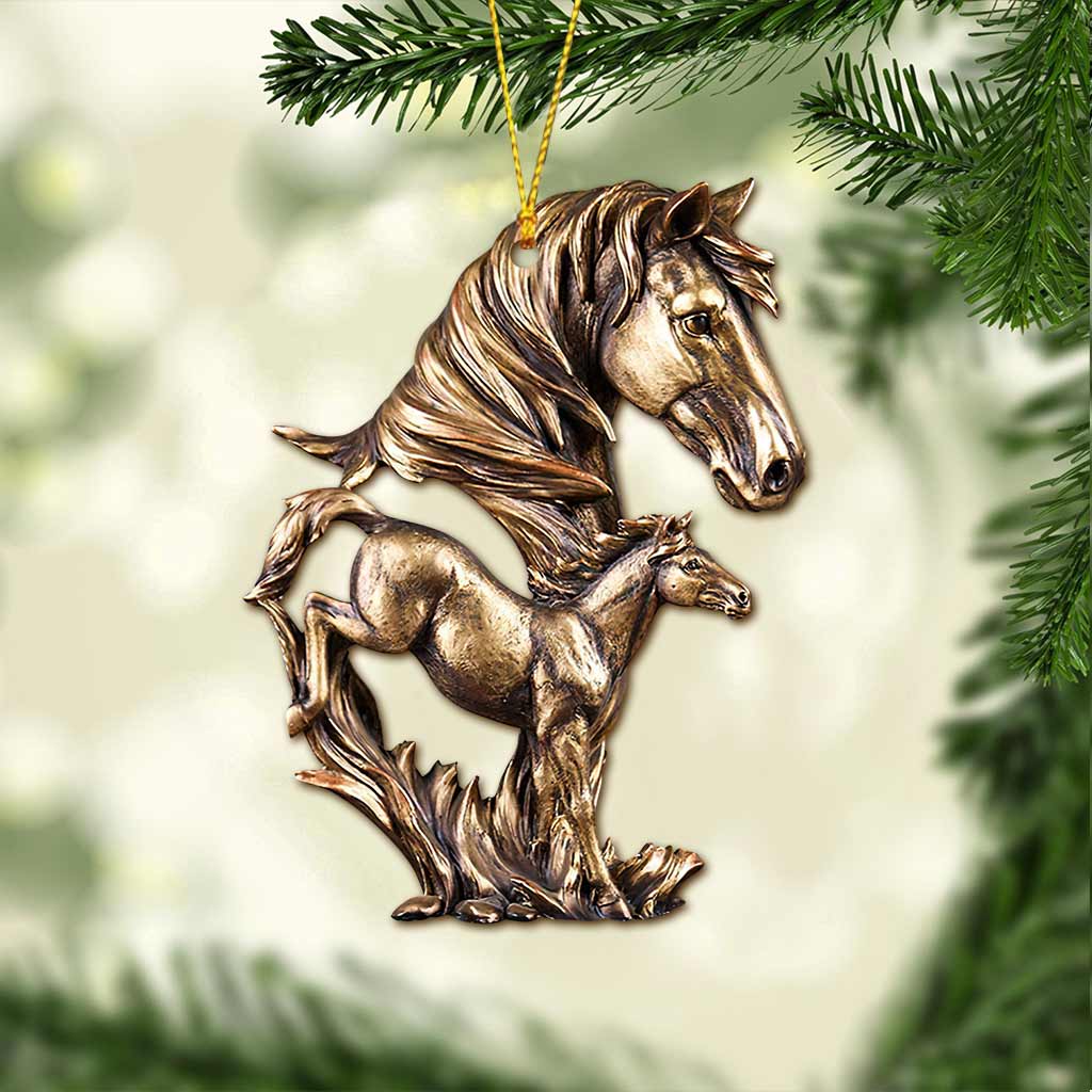 Mom And Baby Horse - 3D Pattern Print Christmas Horse Ornament (Printed On Both Sides)