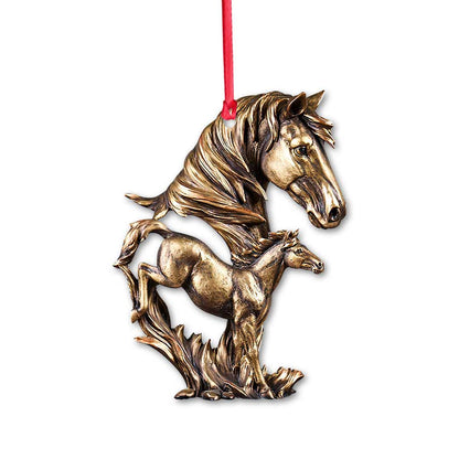 Mom And Baby Horse - 3D Pattern Print Christmas Horse Ornament (Printed On Both Sides)