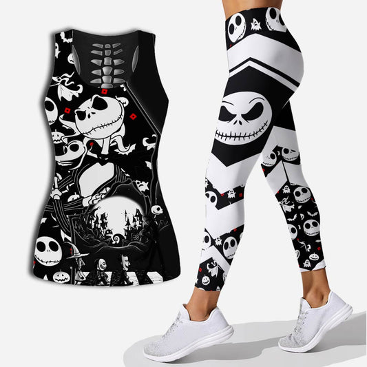 Purple Sugar Skull Nightmare Hollow Tank Top and Leggings