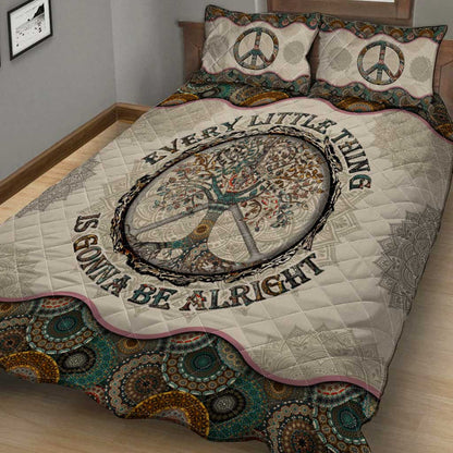 Every Little Thing Is Gonna Be Alright Vintage Mandala Hippie Quilt Set