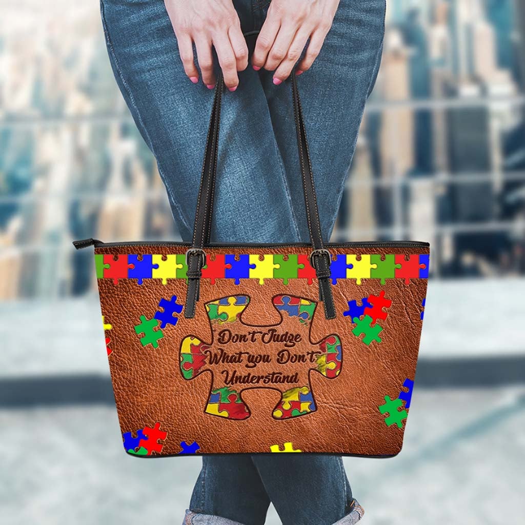 Don't Judge What You Don't Understand - Autism Awareness Leather Bag 112021