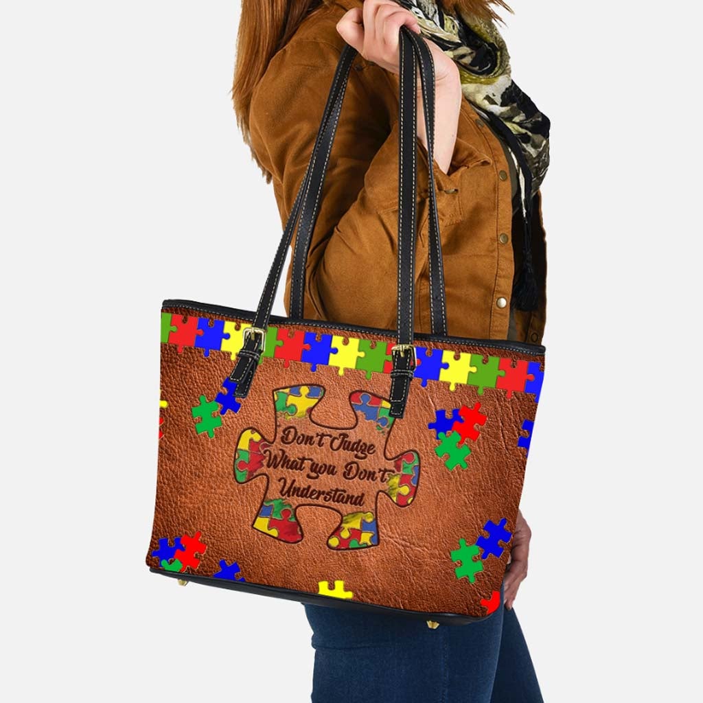 Don't Judge What You Don't Understand - Autism Awareness Leather Bag 112021