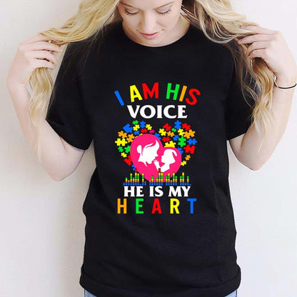 I Am His Voice He Is My Heart - Autism Awareness T-shirt and Hoodie 112021