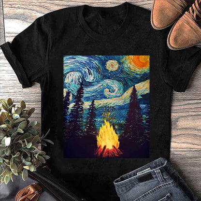 Campfire Starry Night - Camping T-shirt and Hoodie 112021