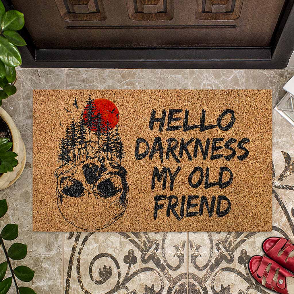 Hello Darkness My Old Friend - Skull Coir Pattern Print Doormat