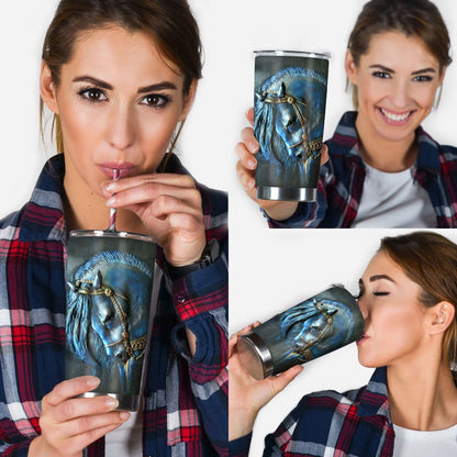 Horse Fan - Tumbler With 3D Pattern Print