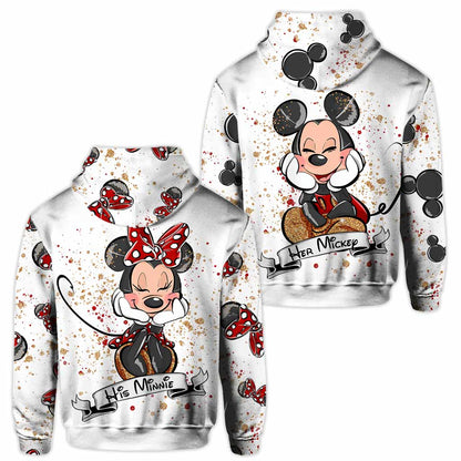 Lovely Mouse Ears Couple - Personalized All Over T-shirt and Hoodie