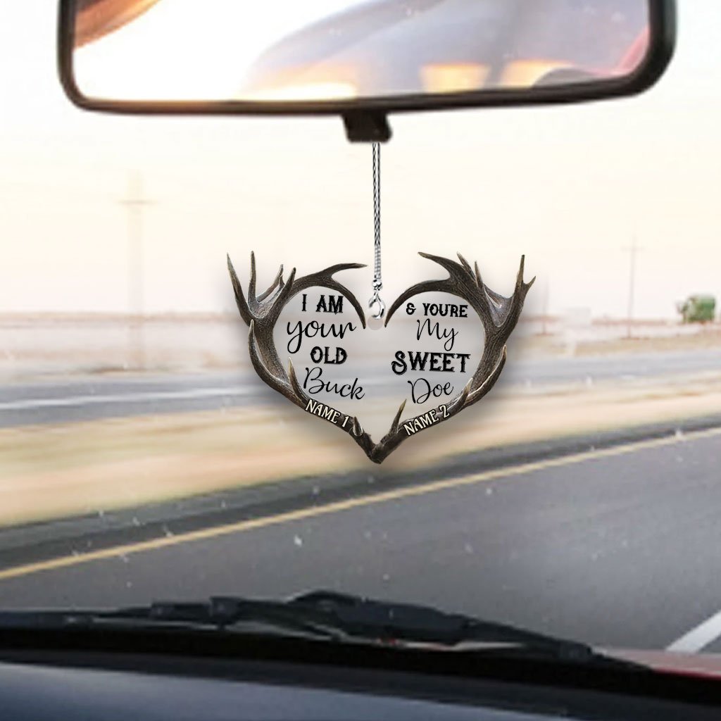 Old Buck Sweet Doe - Personalized Couple Hunting Transparent Car Ornament